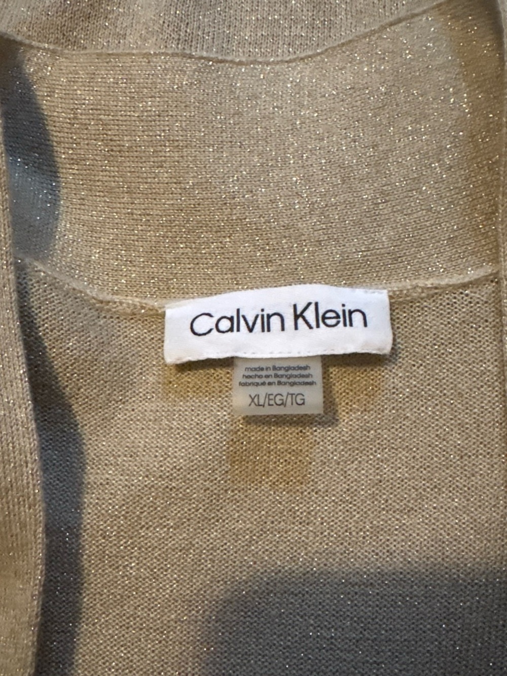 Calvin Klein Open Cardigan/Shrug Long Sleeve Gold Metallic Women’s Sz XL - Picture 4 of 7